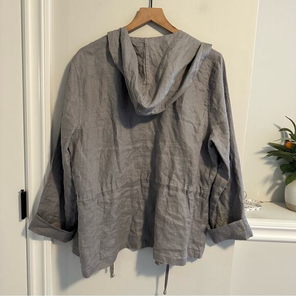 St. Tropez West Gray Soft Linen Zip Up Hooded Jacket XL - Picture 5 of 12
